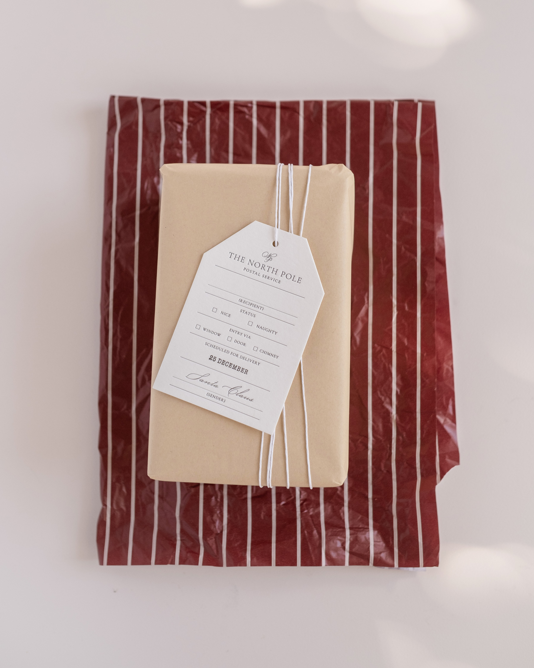 Letterpress-Tag North Pole Postal Service letterpress gift tag from Santa Claus