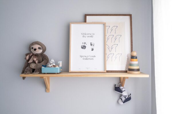 Semi-custom birth print, framed and styled