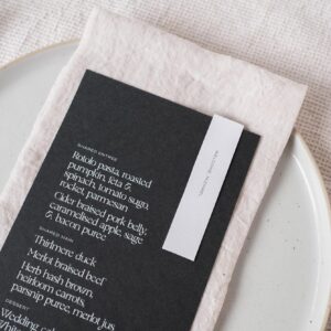 Printed menu, Soho semi-custom collection