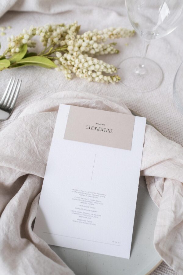 Printed menu, Chelsea semi-custom collection