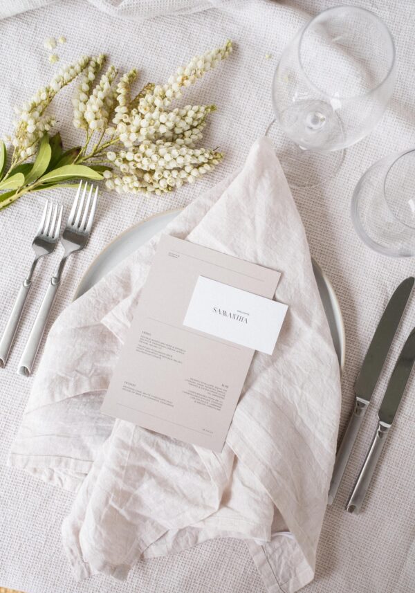 Printed menu, Chelsea semi-custom collection