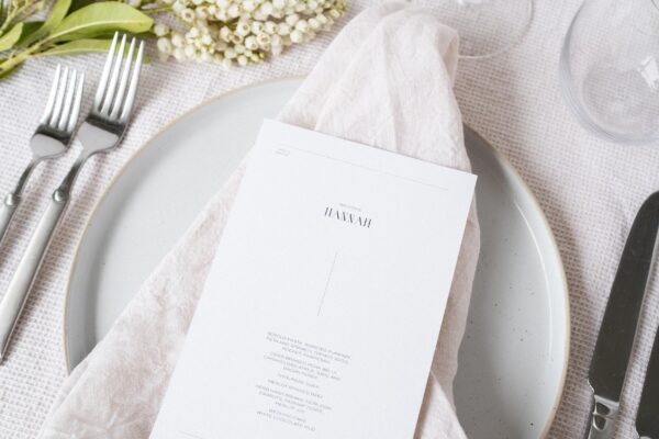 Printed menu, Chelsea semi-custom collection